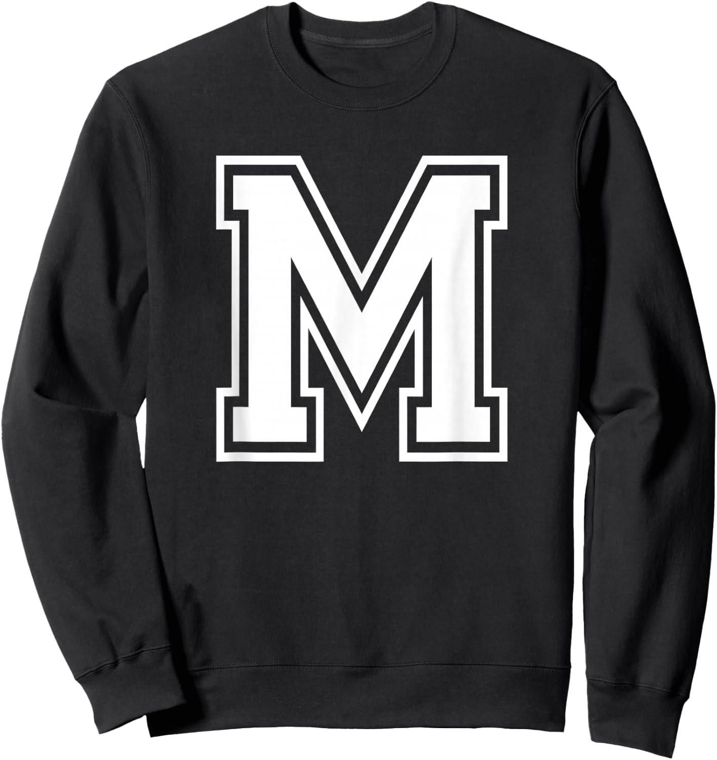 Letter M Name Initial Varsity Alphabet Monogram Sweatshirt - Sweatshirt | Black