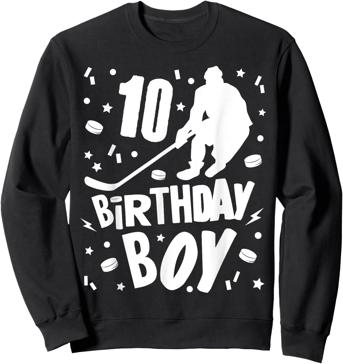 10th Birthday Boy Ice Hockey Kids 10 Years Old Party Gift Sweatshirt - Sweatshirt | Black