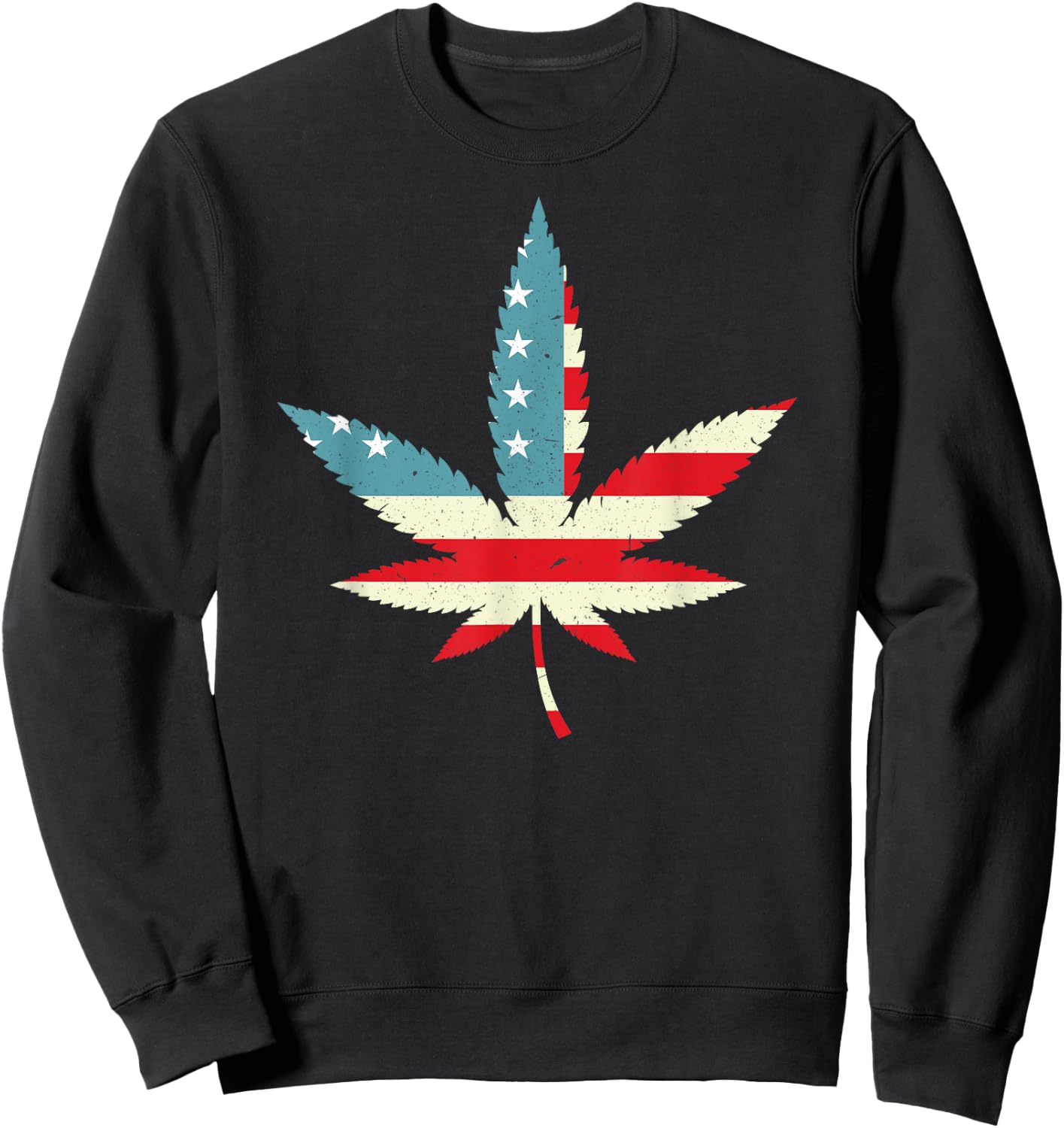 Weed Cannabis Patriot Marijuana USA American Flag Leaf Gift Women Men Sweatshirt - Sweatshirt | Black