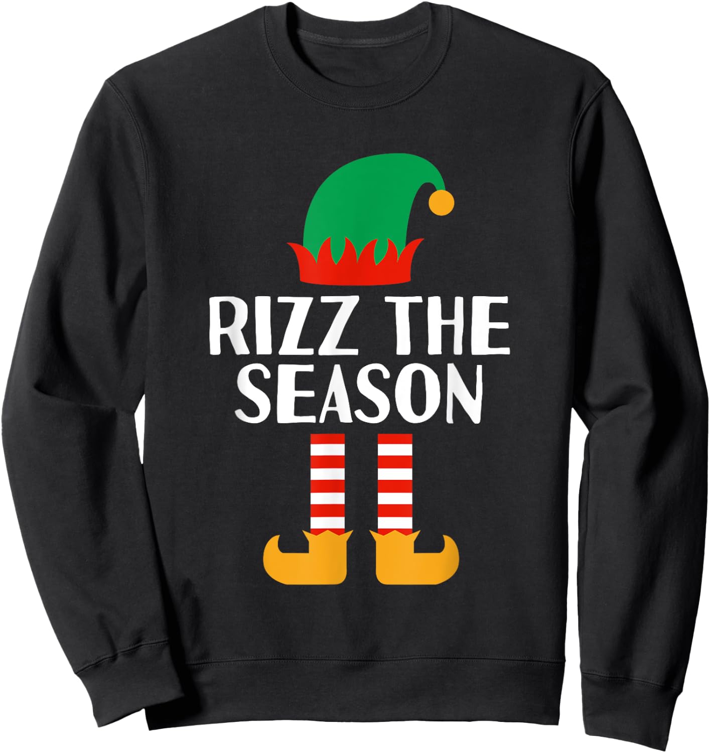Rizz The Season Gen Z Christmas Pun Funny Elf Holiday Elves Sweatshirt - Sweatshirt | Black