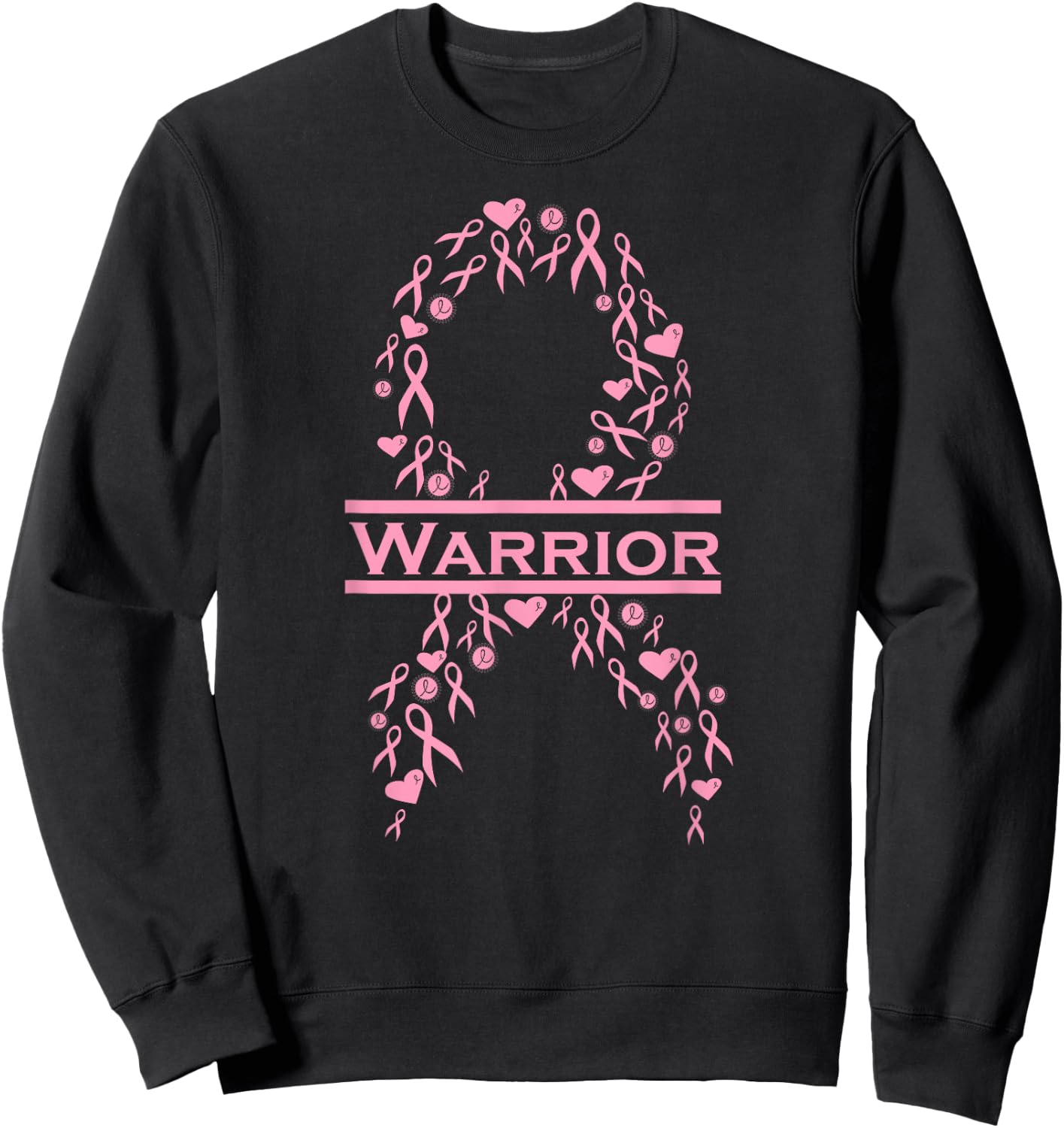 Breast Cancer Awareness Pink Ribbon Warrior Sweatshirt - Sweatshirt | Black