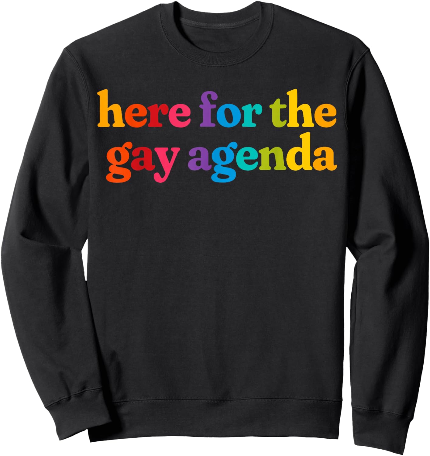 Here for The Gay Agenda Rainbow Queer Pride LGBT Sweatshirt - Sweatshirt | Black