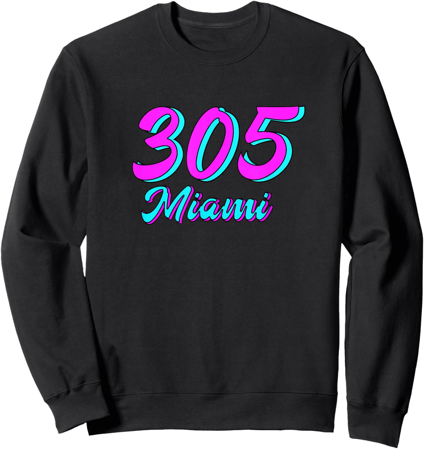 305 Miami Dade County South Beach Pink & Blue Deco Retro Men Women Girls Kids Sweatshirt - Sweatshirt | Black