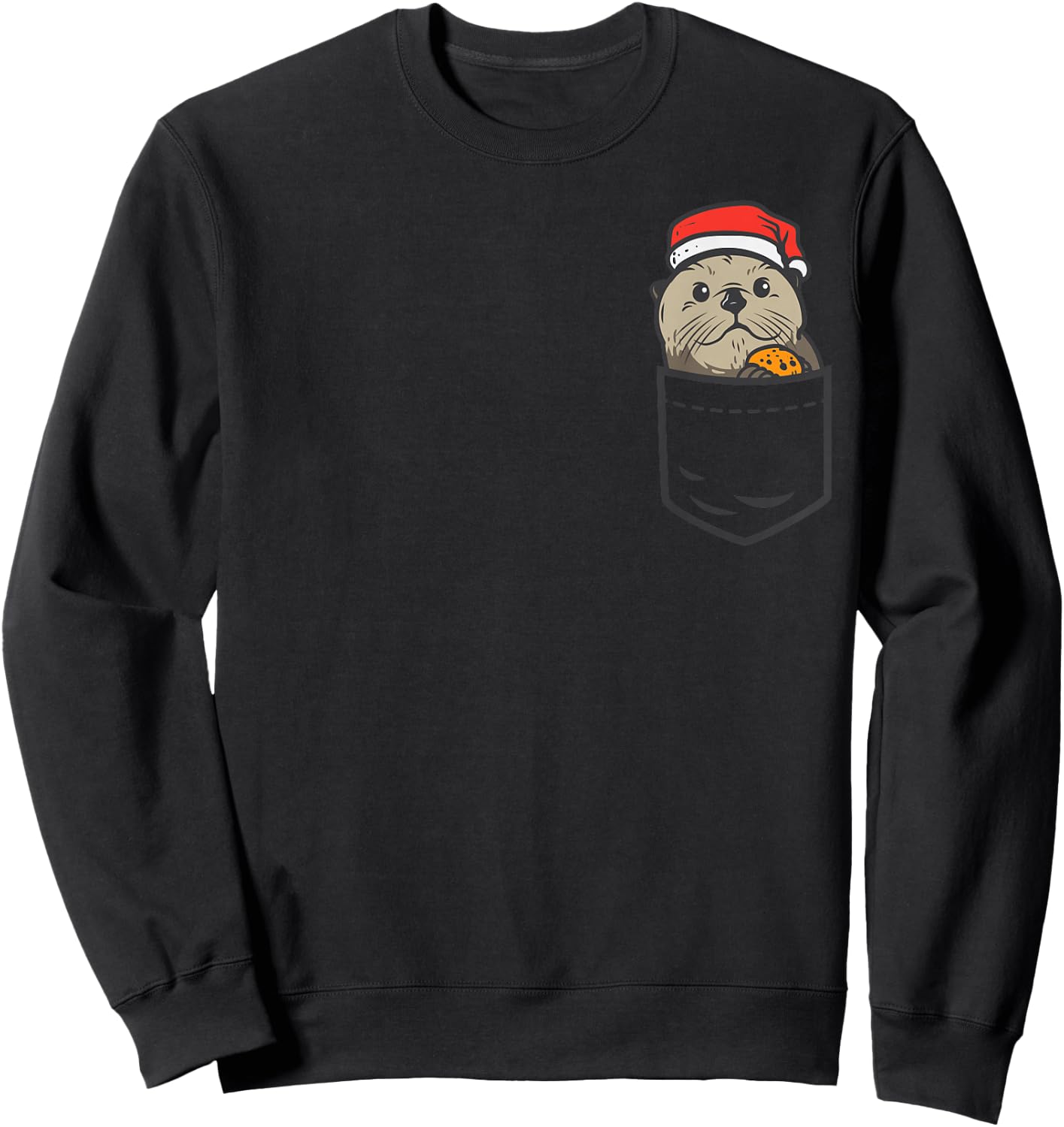 Pocket Sea Otter Santa Cookie Cute Animal Christmas Pet Gift Sweatshirt - Sweatshirt | Black