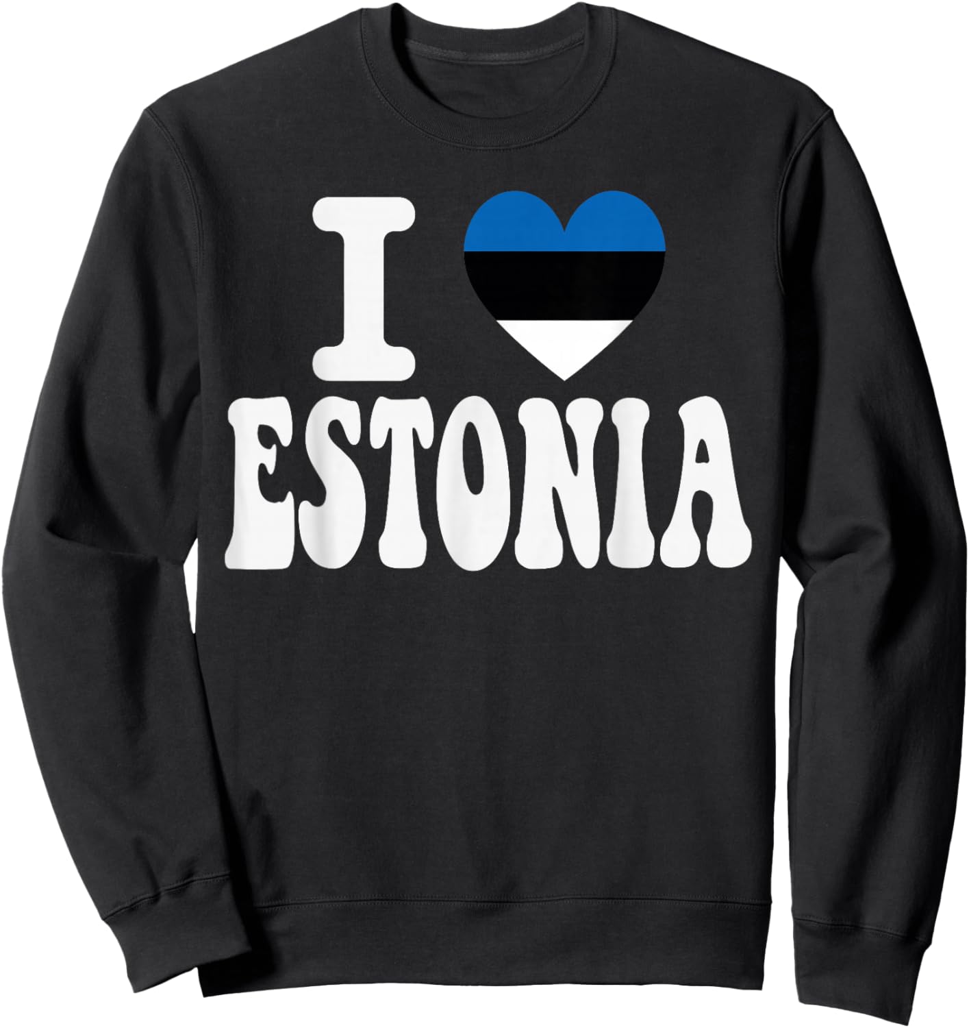 I Love Estonia Heart Flag Retro Travel Souvenir Sweatshirt - Sweatshirt | Black