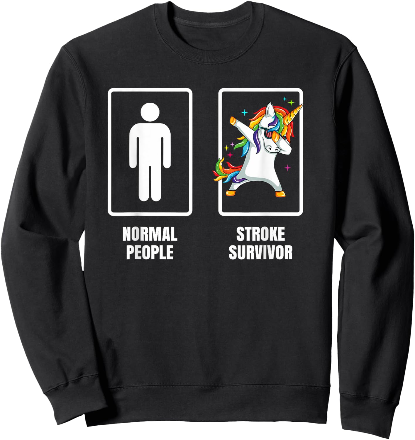 Dabbing Unicorn Heart Stroke Survivor Recovery Get Well Sweatshirt - Sweatshirt | Black
