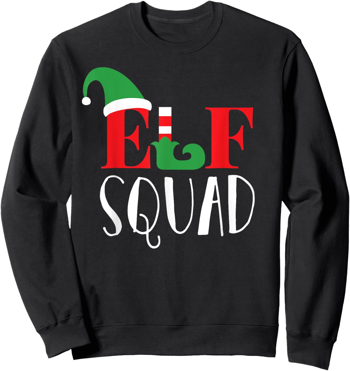 Family Christmas Matching Holiday Group Elf Squad Sweatshirt - Sweatshirt | Black