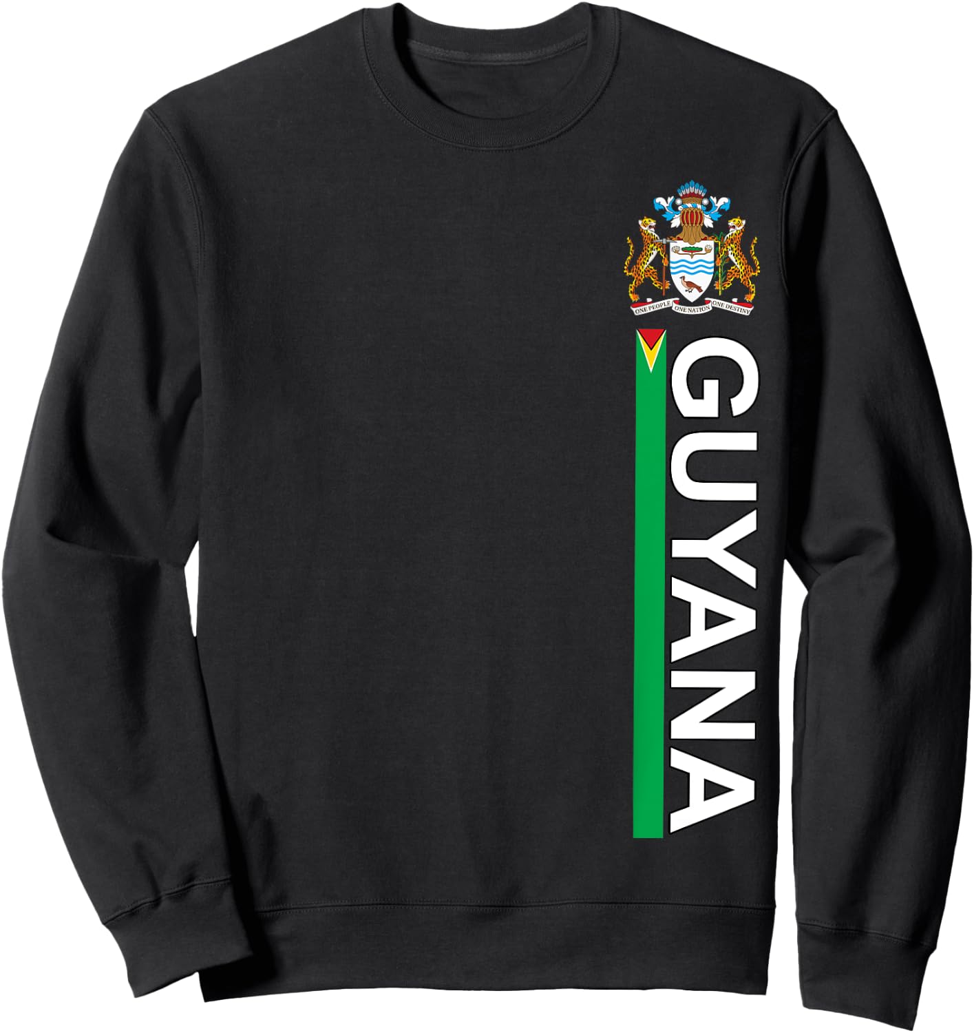 Guyana National Pride Left Side Image Sporty Sweatshirt - Sweatshirt | Black
