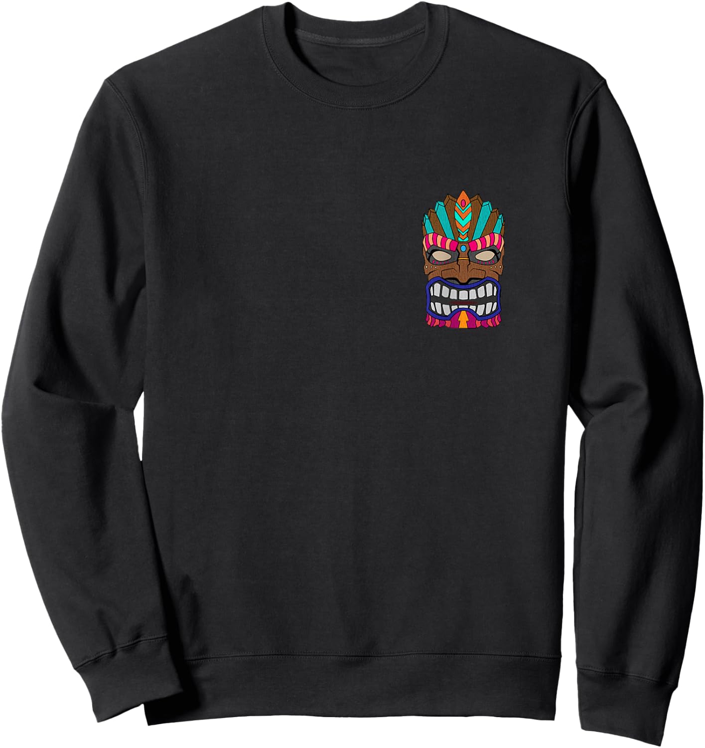 Polynesian South Pacific Tiki Idol Front Back Edition Sweatshirt - Sweatshirt | Black