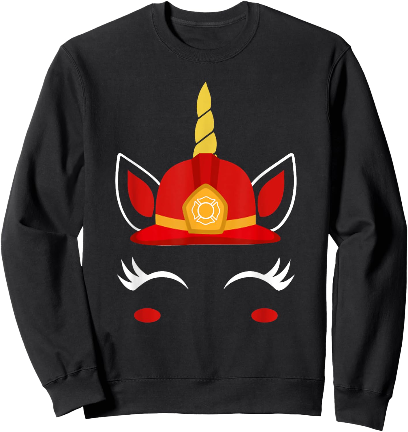 Unicorn Firefighter-Funny Fireman Birthday Party Sweatshirt - Sweatshirt | Black