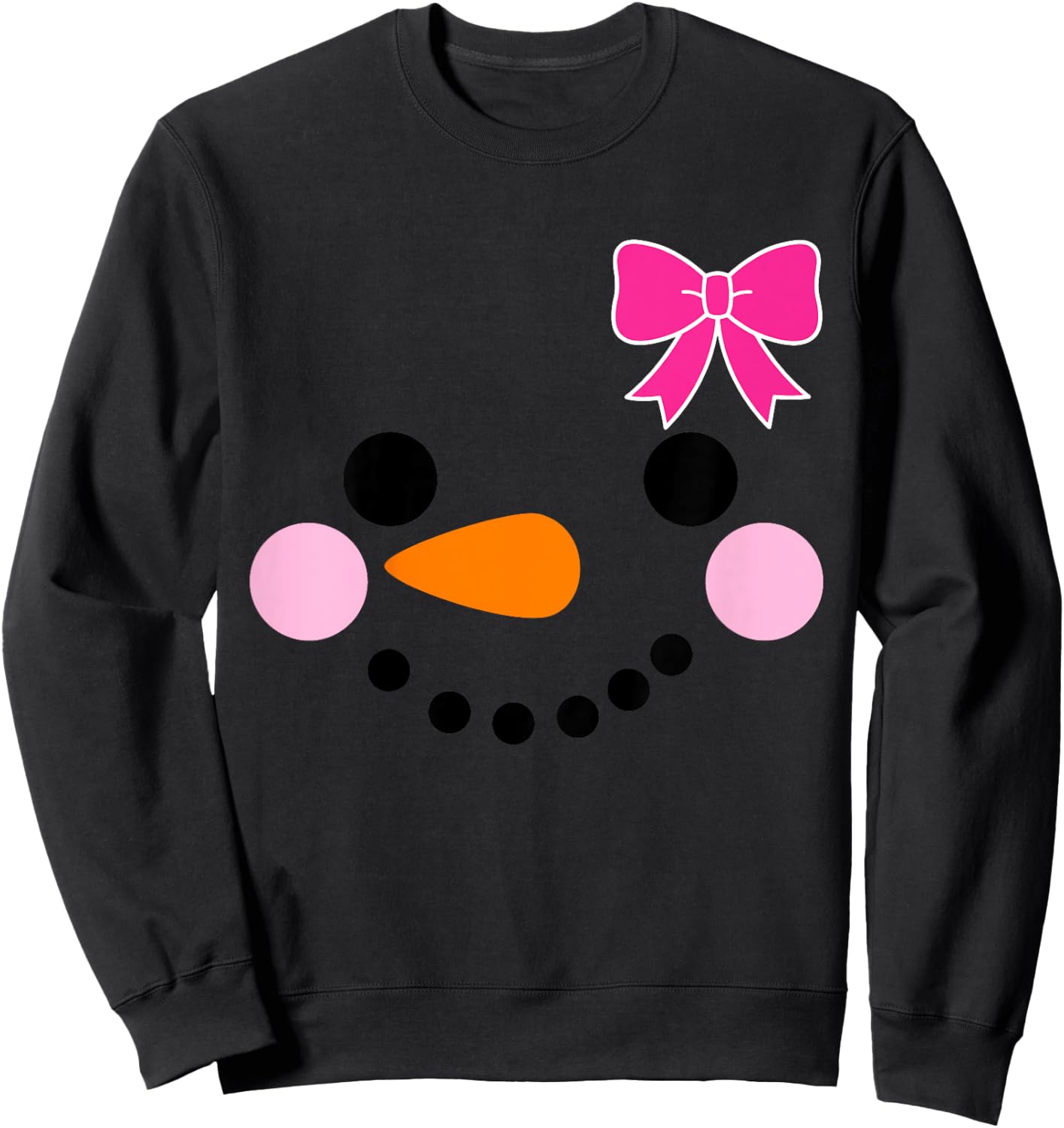 Toddler Snowman with Bow for Girls Christmas Sweatshirt - Sweatshirt | Black