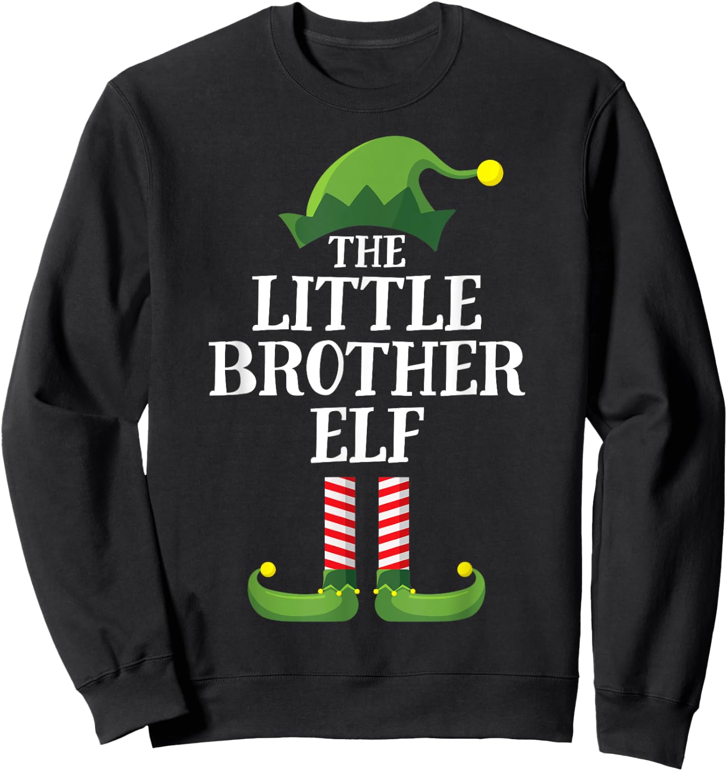 Little Brother Elf Matching Family Group Christmas Boys Sweatshirt - Sweatshirt | Black