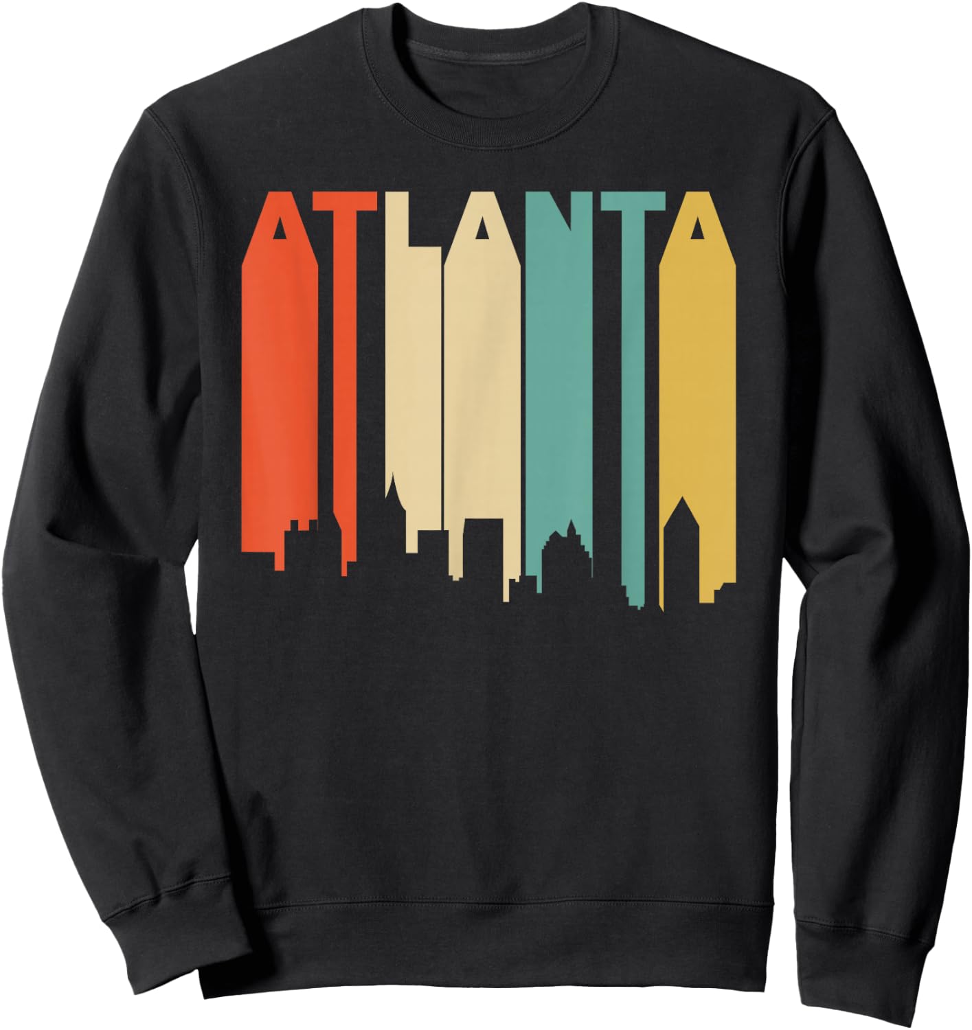 Retro 1970's Style Atlanta Georgia Skyline Sweatshirt - Sweatshirt | Black