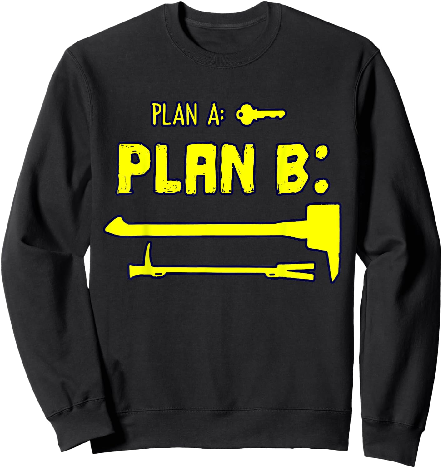 Funny Firefighter Crowbar Tool and Sledgehammer Gift Sweatshirt - Sweatshirt | Black