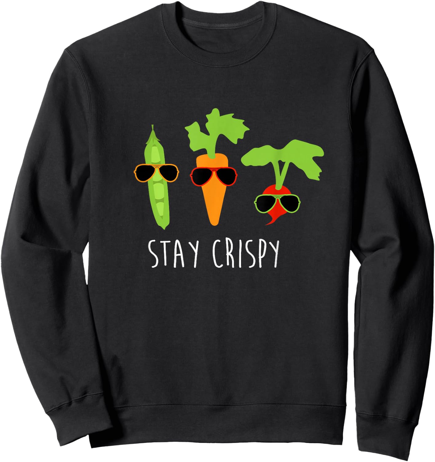 Stay Crispy Veggie Shirt Vegetable Sunglasses Gardening GIft Sweatshirt - Sweatshirt | Black