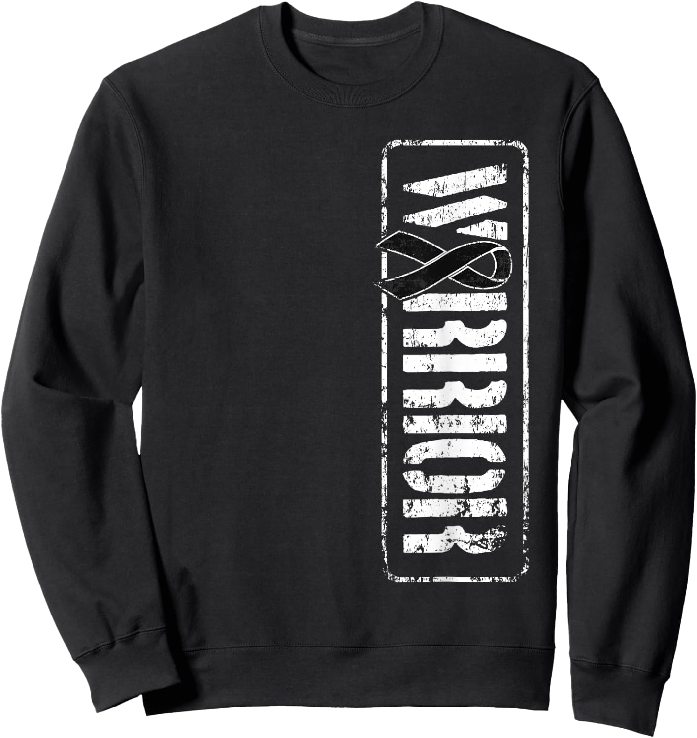 Melanoma Skin Cancer Awareness - Military Warrior Ribbon Sweatshirt - Sweatshirt | Black