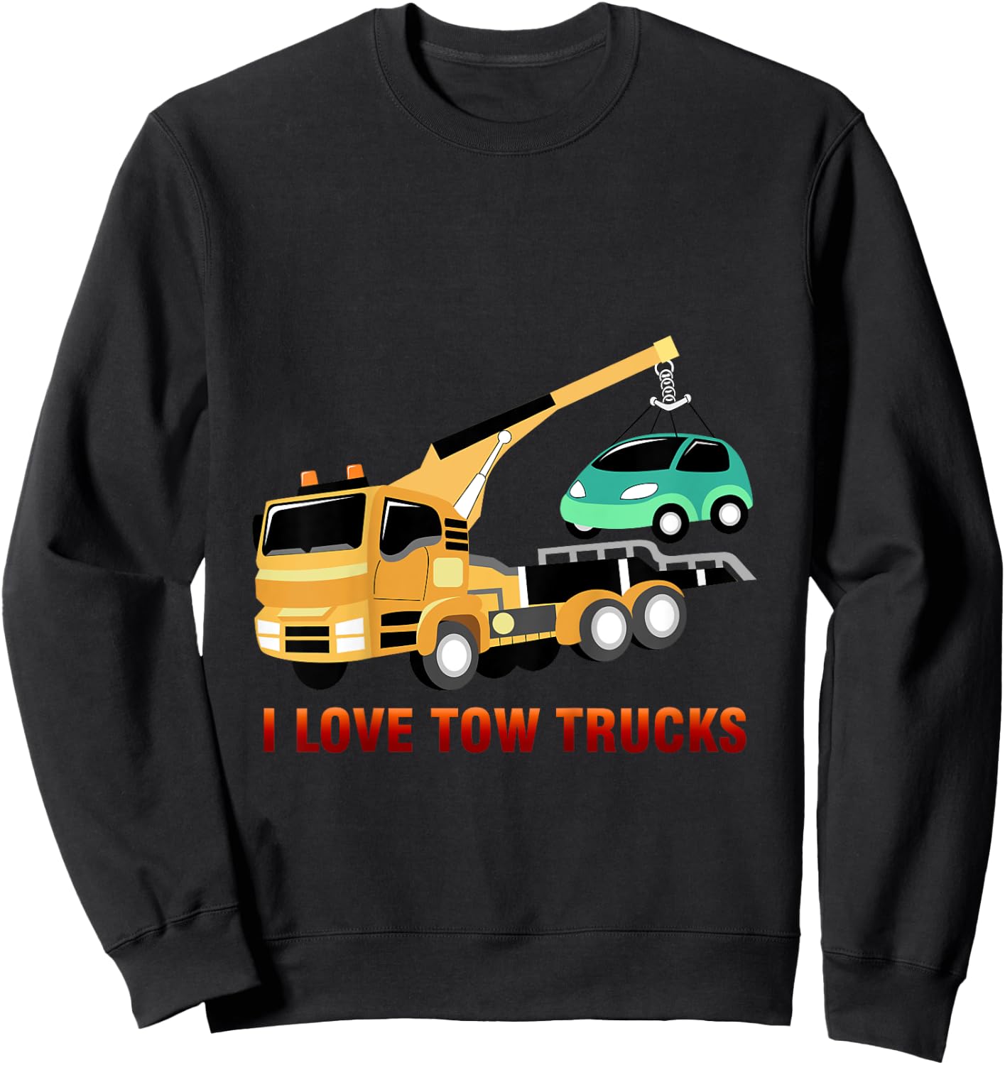 Kids I love tow truck | boy, youth, apparel racing driver Sweatshirt - Sweatshirt | Black