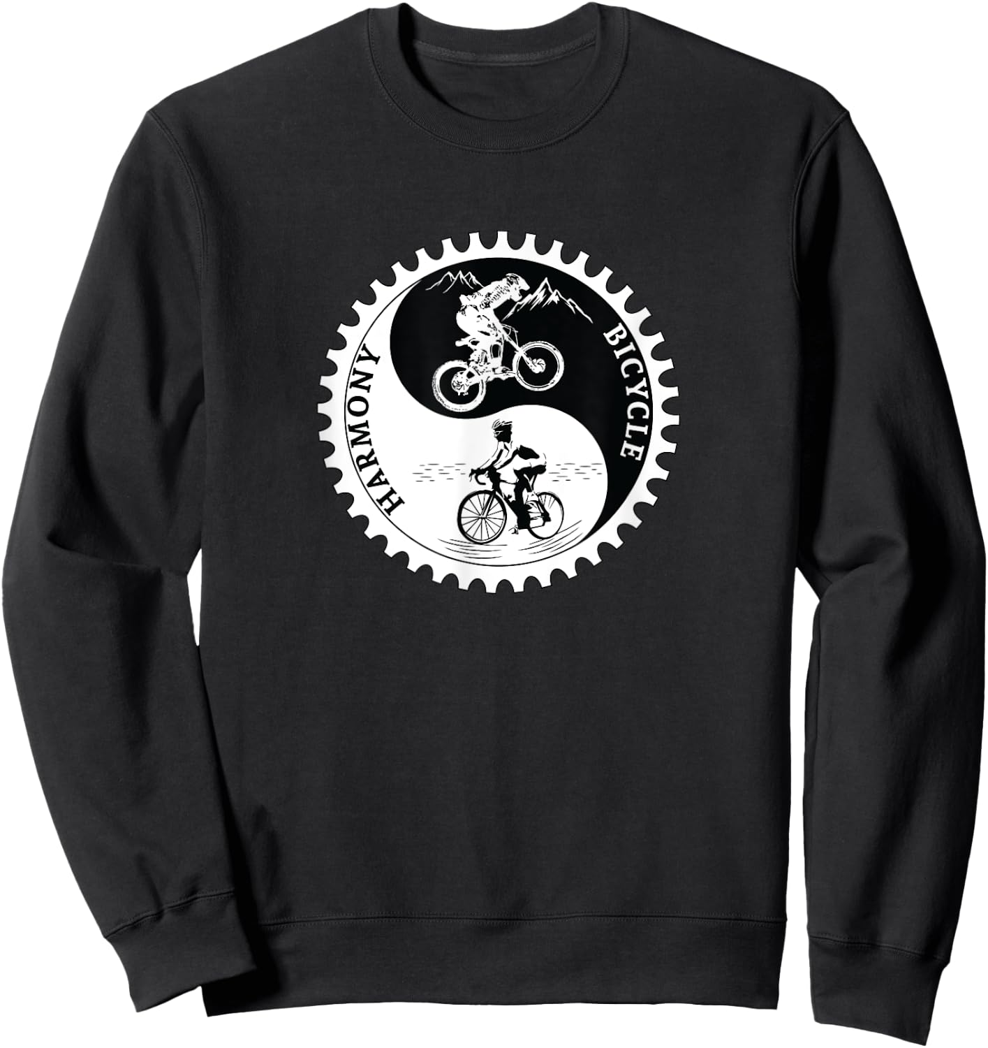 Bicycle Shirt Gift Yin Yang Road And Mountain Bike Month Sweatshirt - Sweatshirt | Black