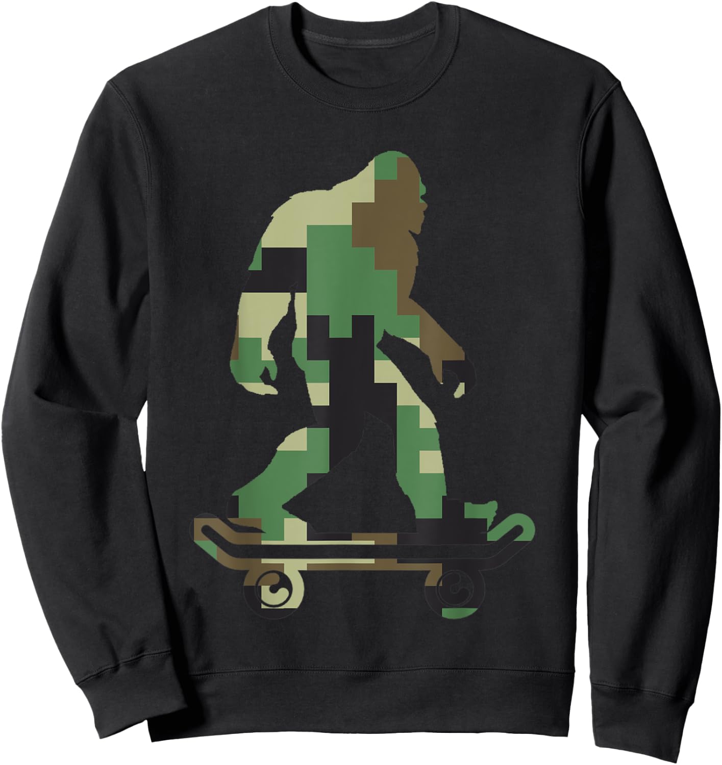 Retro Skater Hide and Seek Champion Apparel Bigfoot Camouflage Skateboarders Sasquatch Skateboarding Sweatshirt - Sweatshirt | Black
