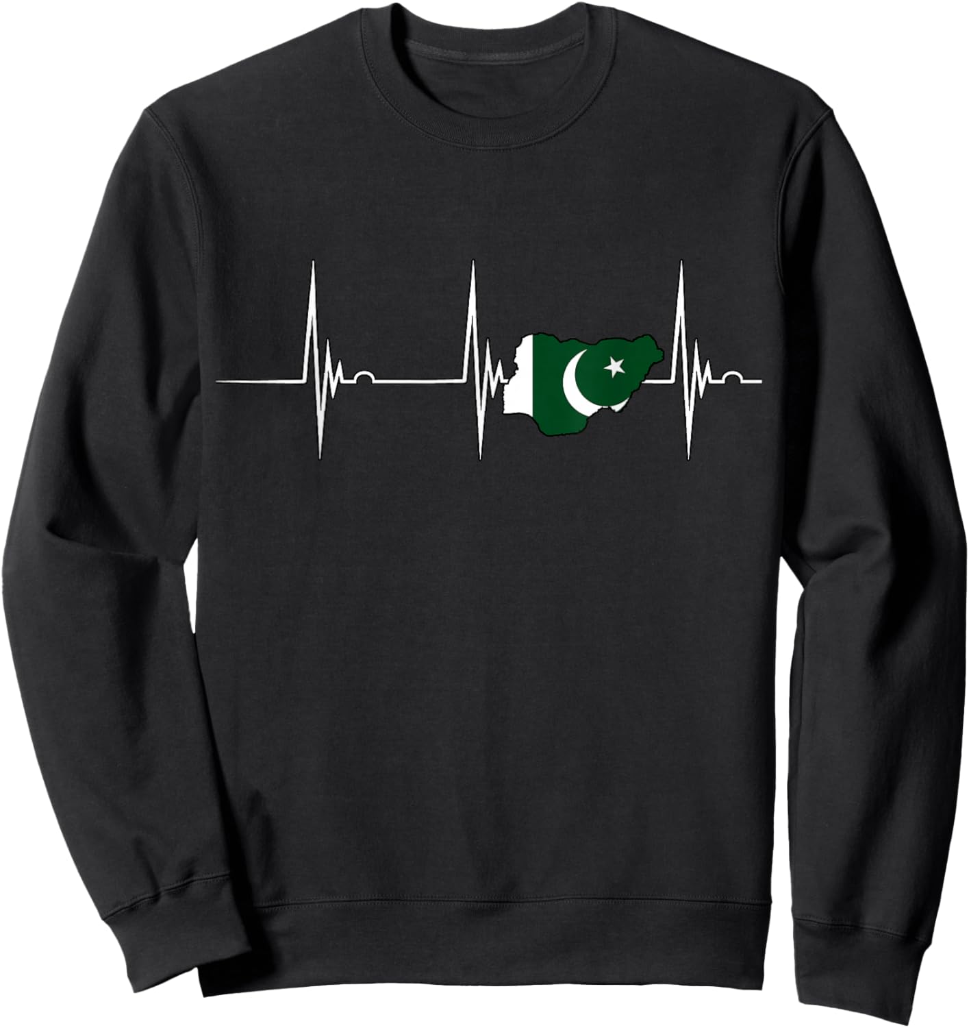 Pakistan Heartbeat EKG Pulse Pakistani Pride Pakistani Map Sweatshirt - Sweatshirt | Black