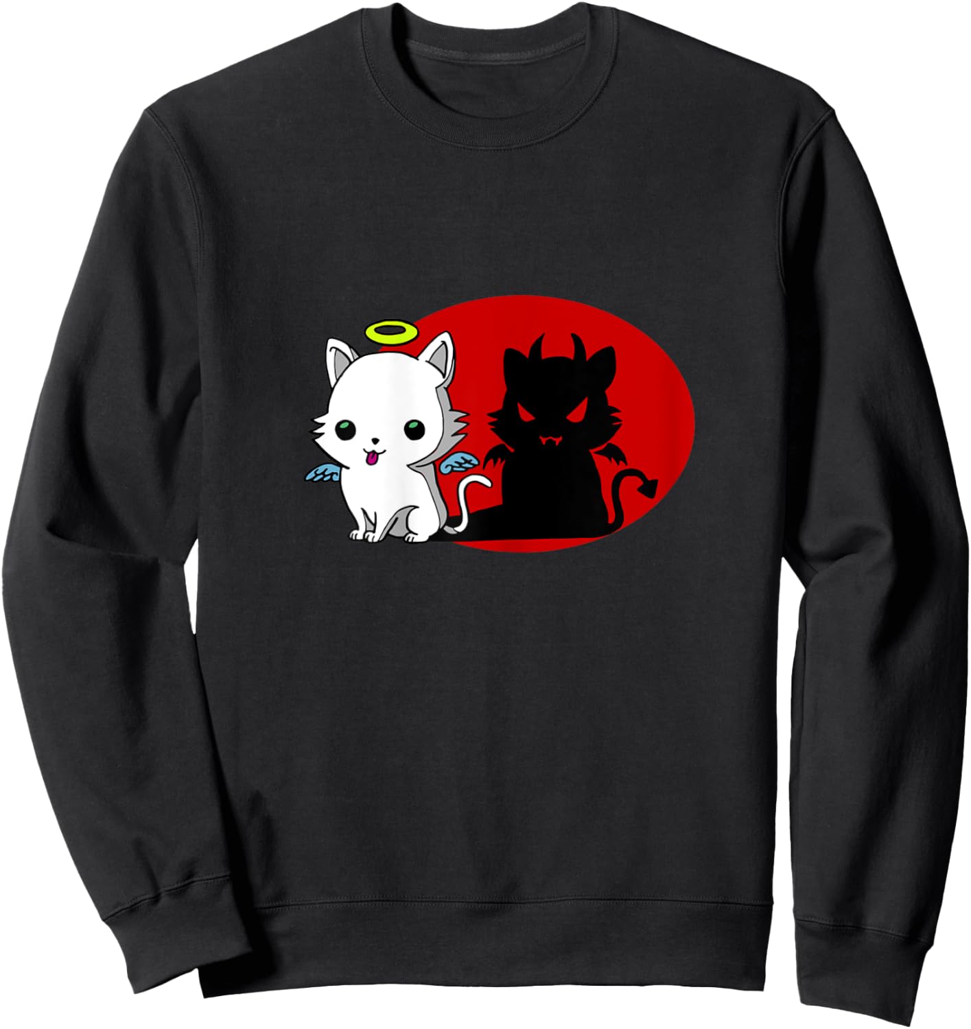 Funny Cat Angel Outside Devil Inside Comic Shirt Sweatshirt - Sweatshirt | Black