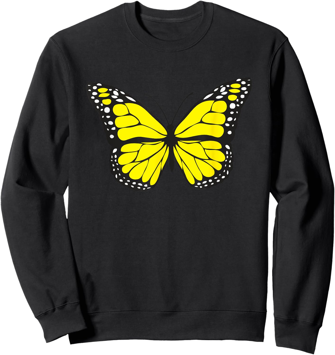 Cute Colorful Yellow Butterfly Sweatshirt - Sweatshirt | Black