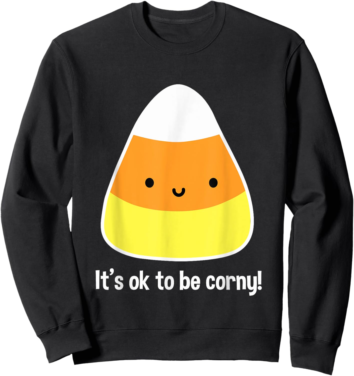 Funny Candy Corn Design Cute Kawaii Halloween Sweatshirt - Sweatshirt | Black