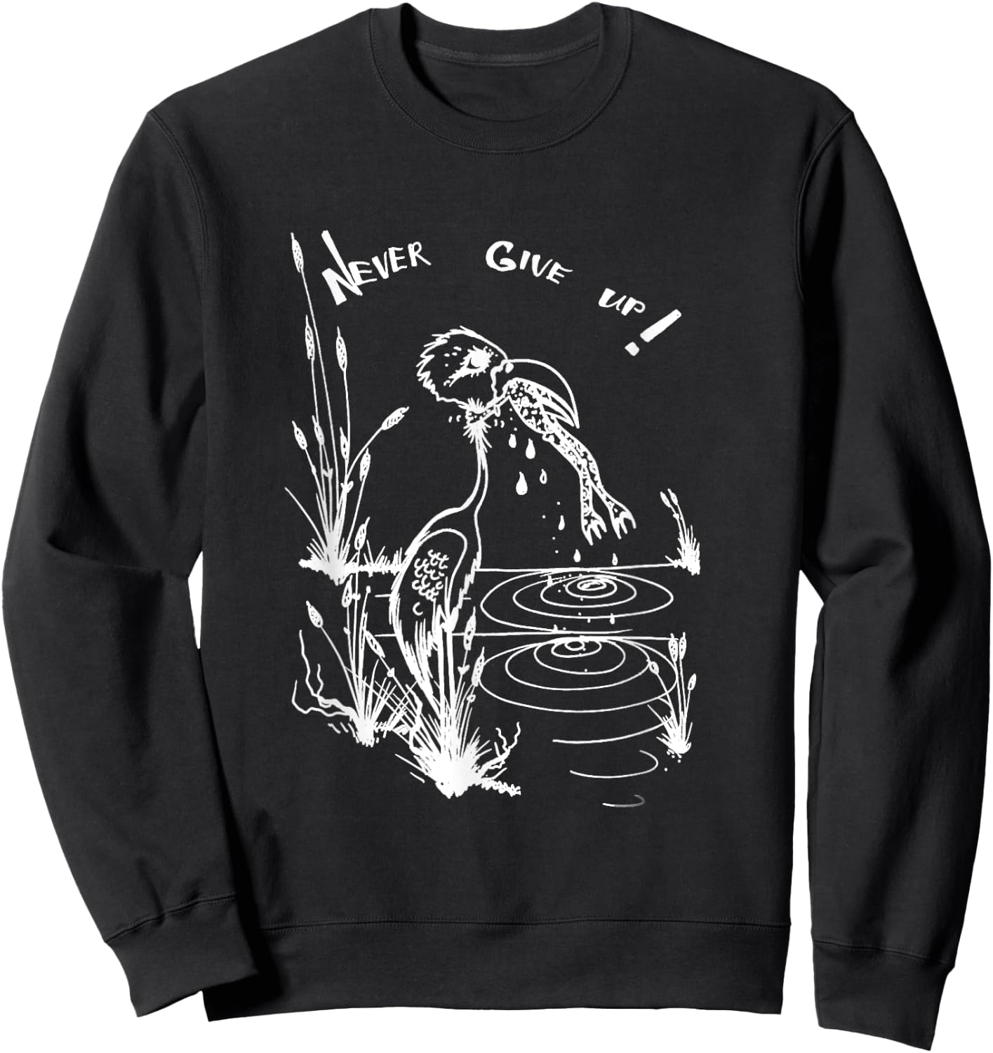 Funny Never Give Up Frog Survival Shirt Bird Sweatshirt - Sweatshirt | Black