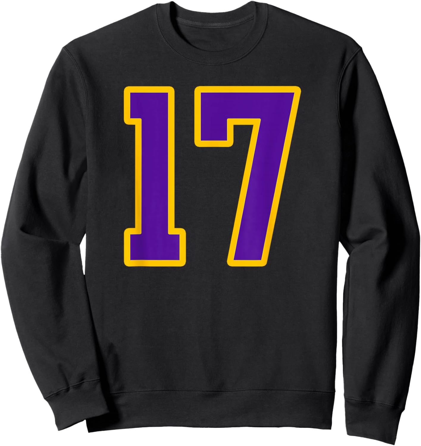 Purple and Gold Number 17 Jersey Player Uniform #17 Fan Sweatshirt - Sweatshirt | Black