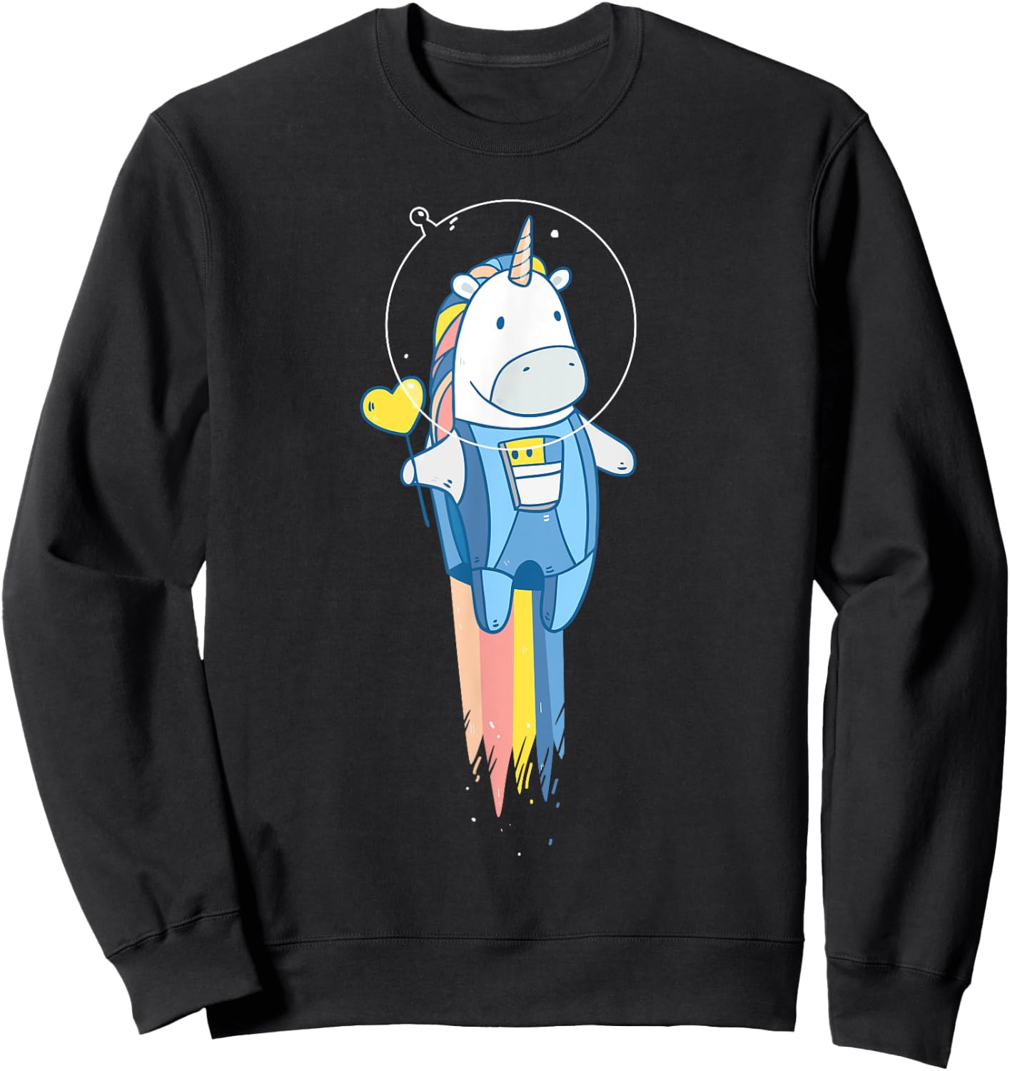 Space Unicorn - Flying Astronaut Stars and Rainbow Sweatshirt - Sweatshirt | Black
