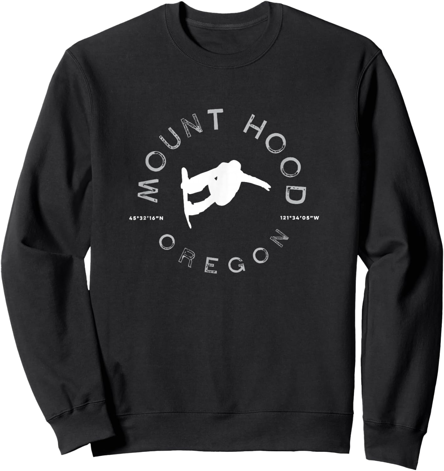 Mount Hood Oregon Graphic Vintage Snowboarding Sweatshirt - Sweatshirt | Black
