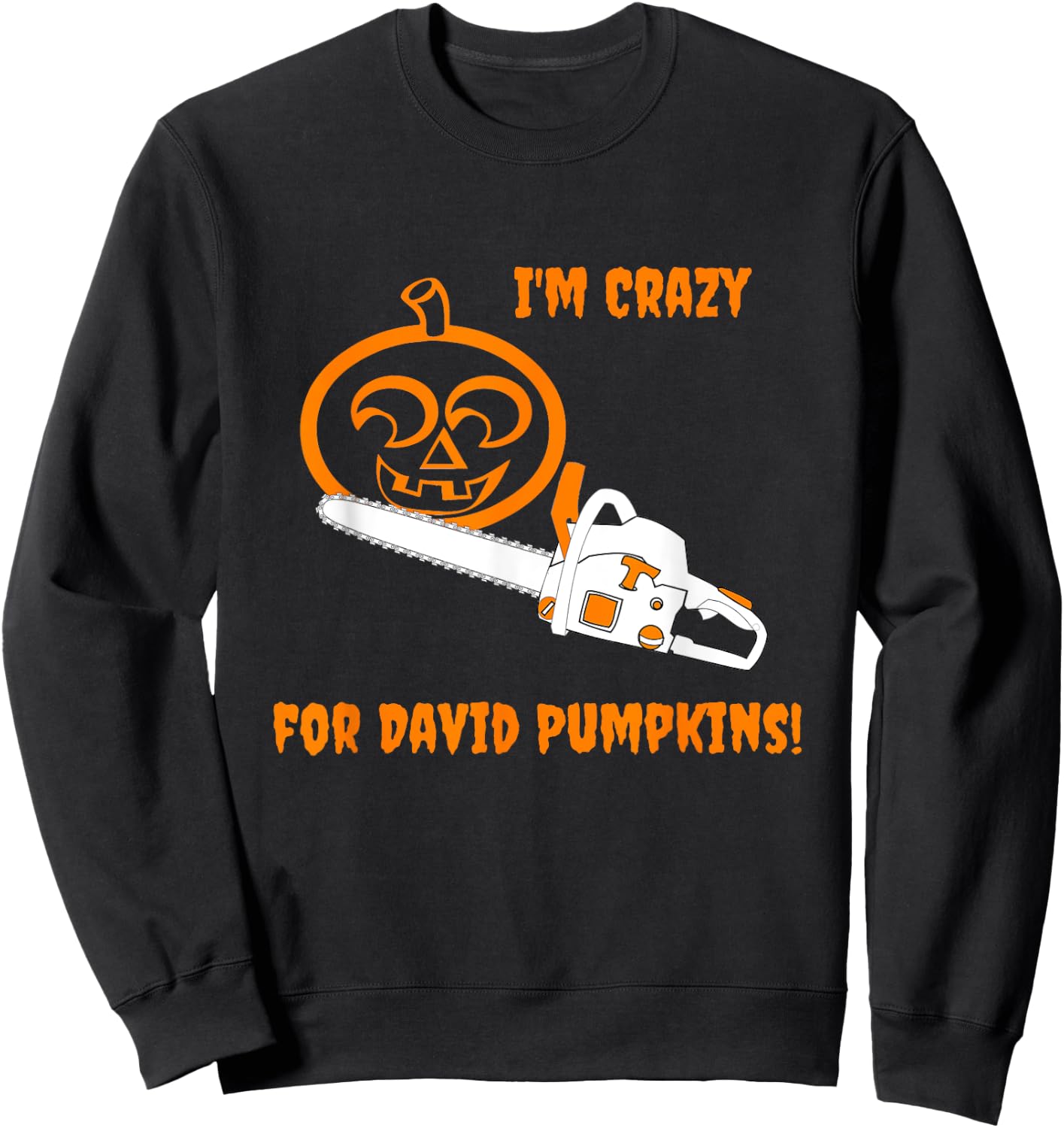 David S Pumpkins Any Questions Chainsaw Crazy Sweatshirt - Sweatshirt | Black