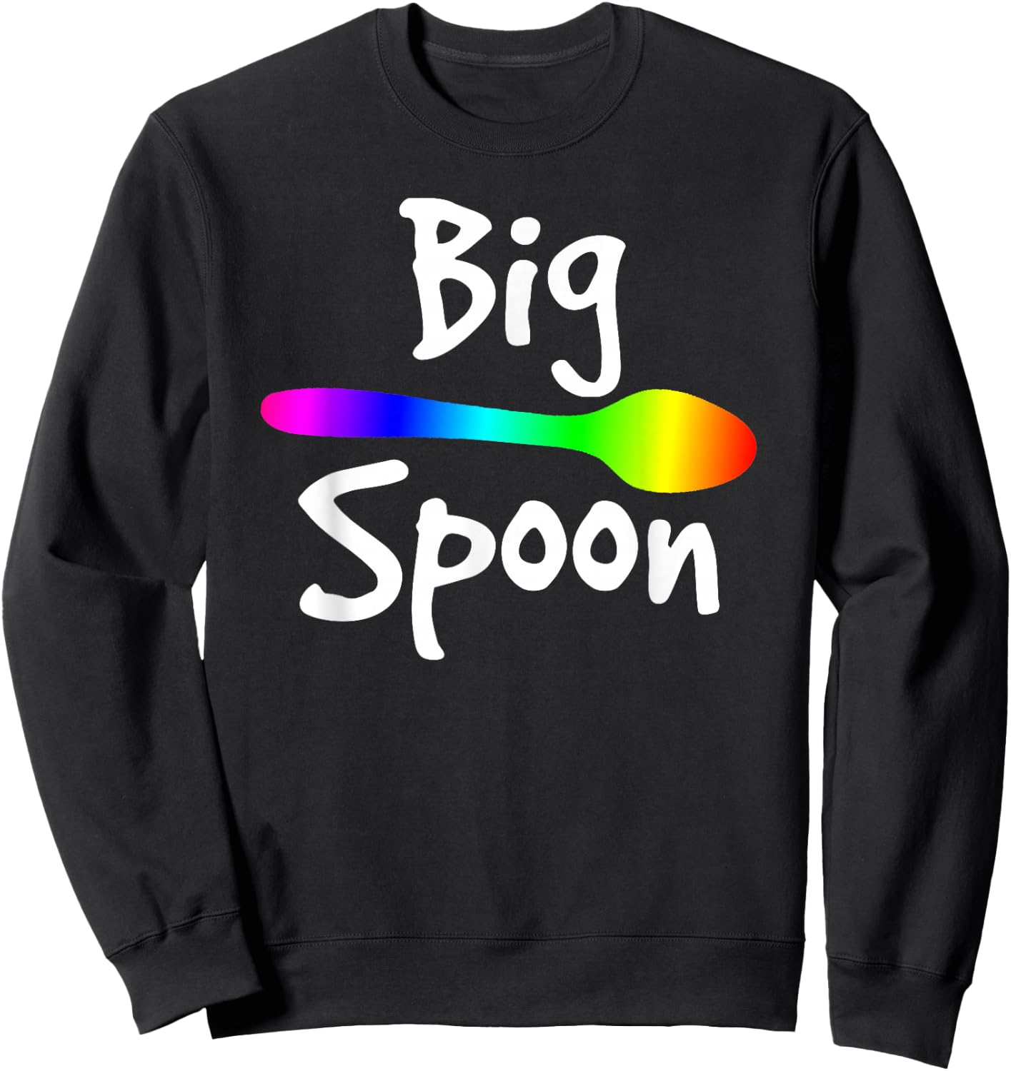 Rainbow Big Spoon Little Spoon Matching Gay Couple Sweatshirt - Sweatshirt | Black