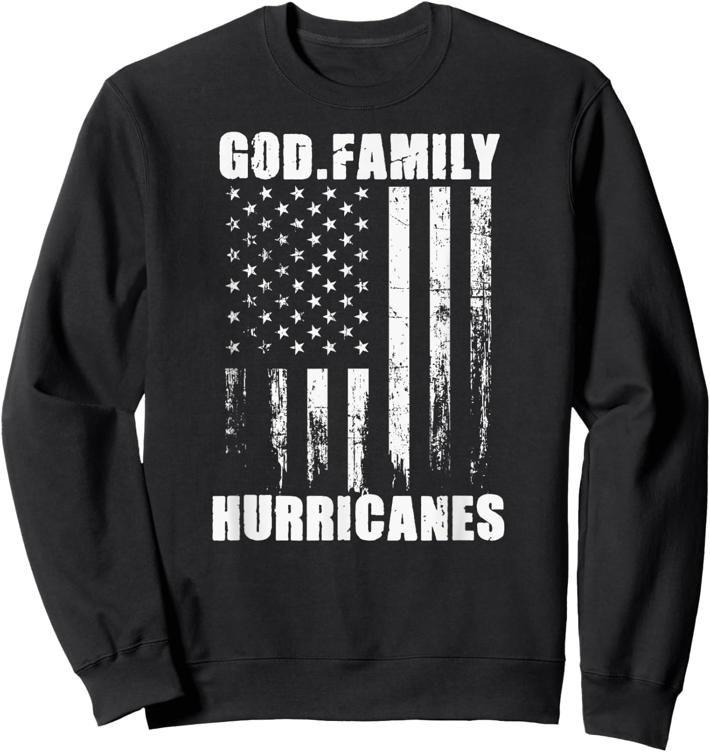 Flomaton Hurricanes God. Family. Vintage USA Flag Sweatshirt - Sweatshirt | Black