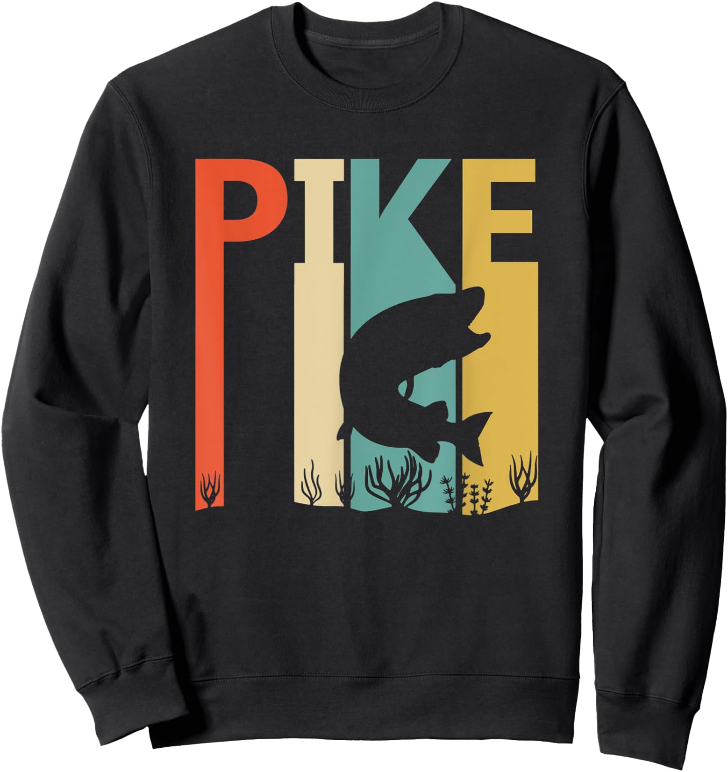 Vintage Wild Animal Northern Pike Fish Sweatshirt - Sweatshirt | Black