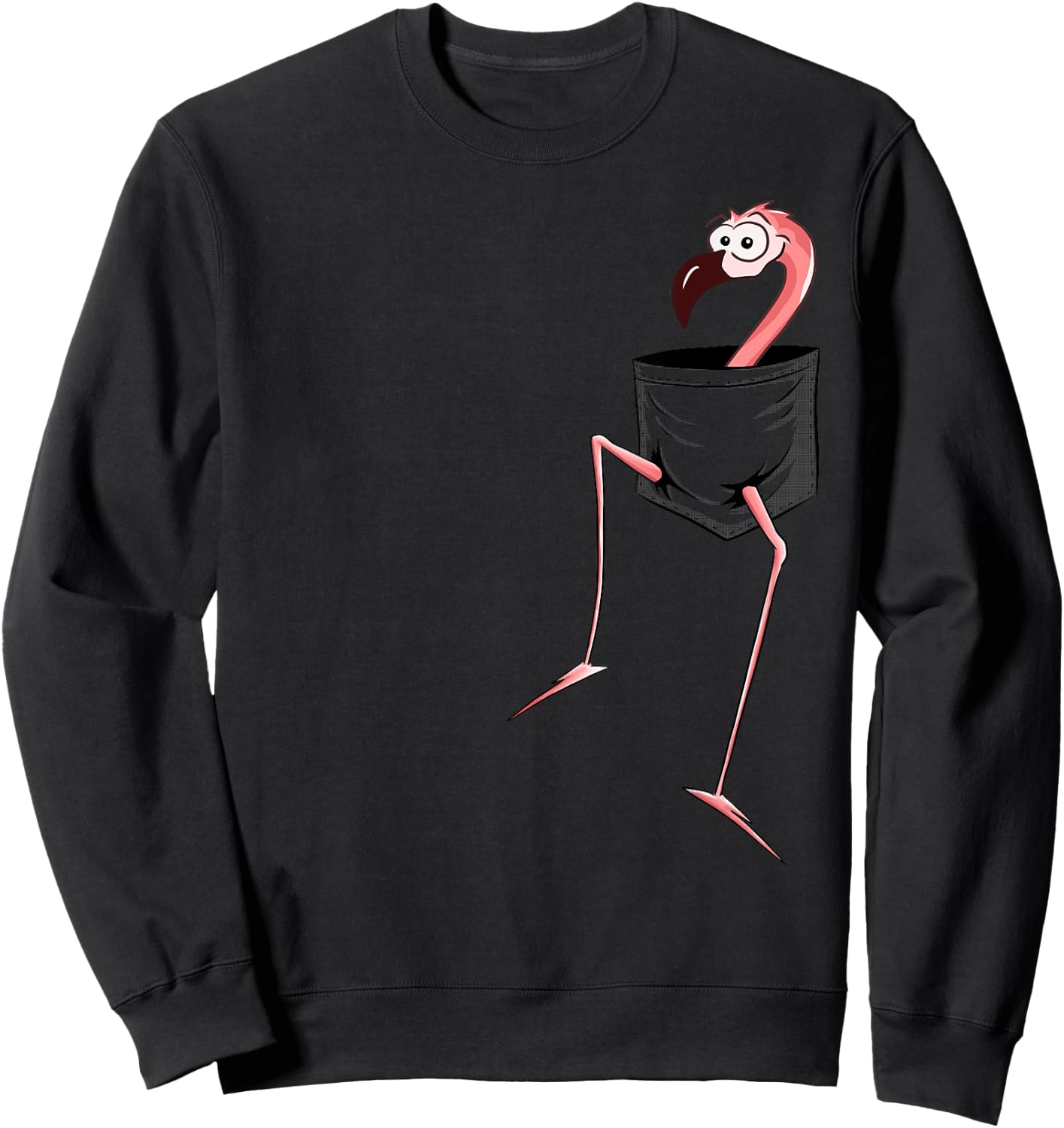 For Flamingo-Lovers l Fancy Pink Flamingo In A Pocket Sweatshirt - Sweatshirt | Black