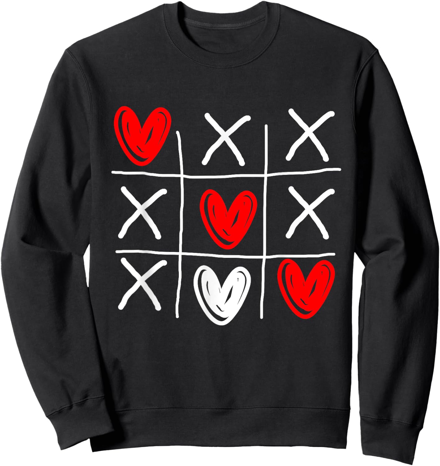 Tic Tac Toe Valentine's Day Love Heart In Love Couple Gift Sweatshirt - Sweatshirt | Black