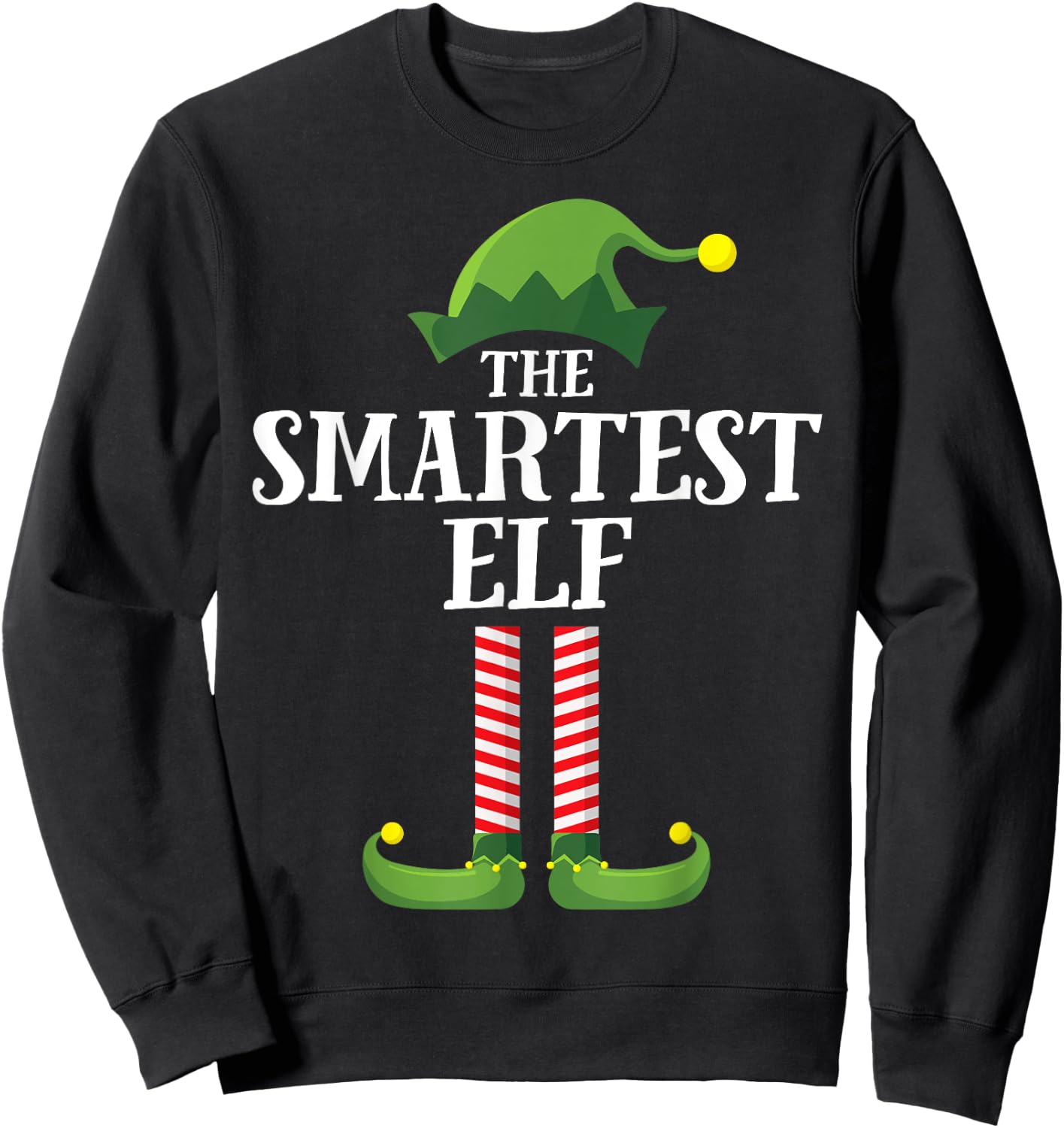 Smartest Elf Matching Family Group Christmas Party Pyjamas Sweatshirt - Sweatshirt | Black