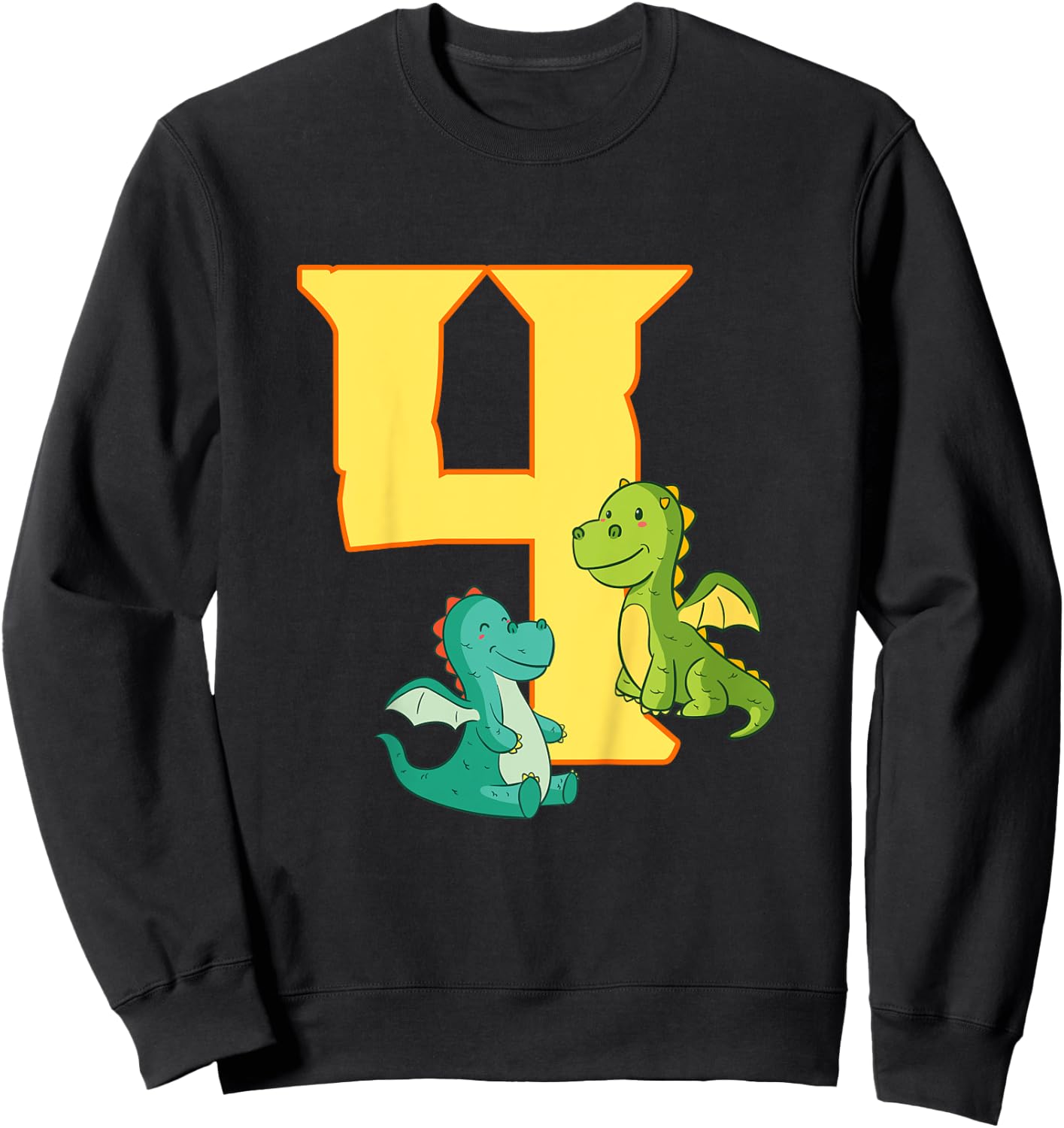4th Birthday Dragon Gift 4 Years Old Dragon Sweatshirt - Sweatshirt | Black