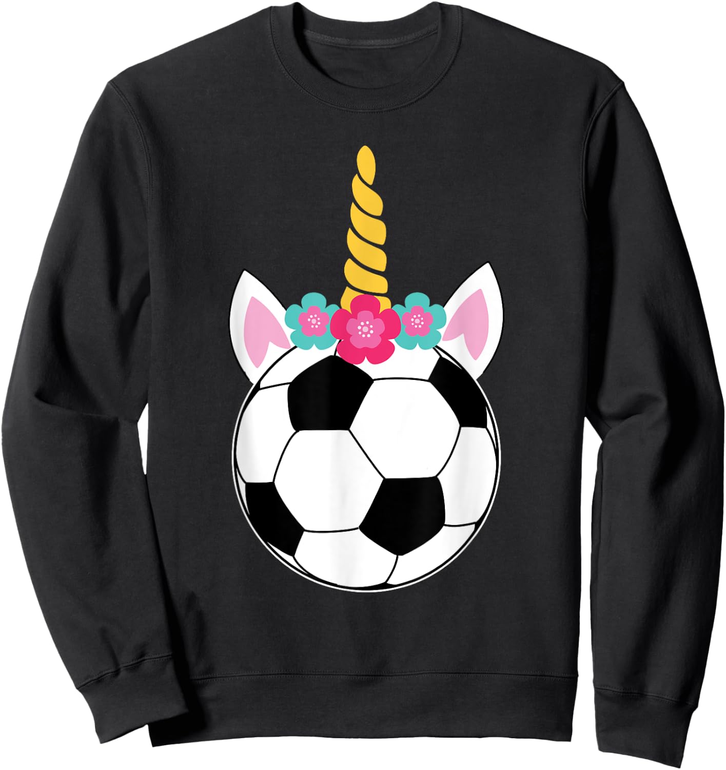 Soccicorn! Funny Soccer Unicorn Pink Sparkle Girls Sweatshirt - Sweatshirt | Black