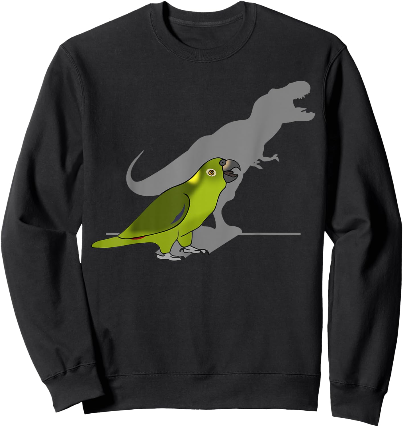 Funny dinosaur Birb, T-rex Yellow Naped Amazon Parrot Sweatshirt - Sweatshirt | Black