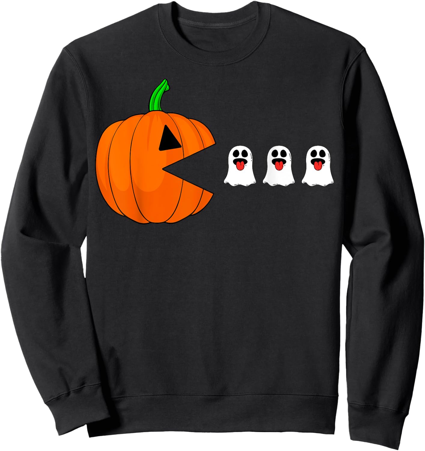 Halloween Gamer Pumpkin Eating Ghost Costume Men Boys Kids Sweatshirt - Sweatshirt | Black