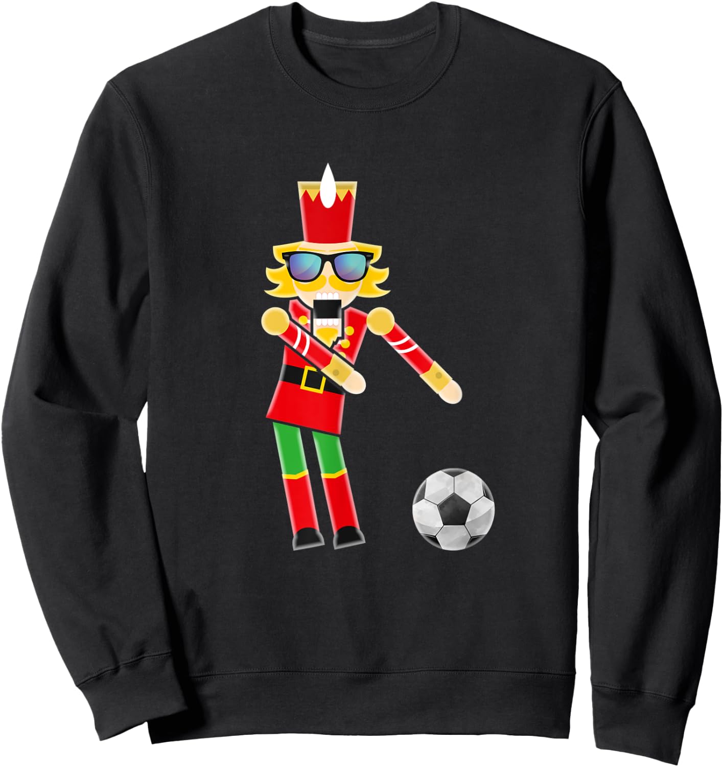 Christmas Soccer Flossing Nutcracker Gifts Sweatshirt - Sweatshirt | Black