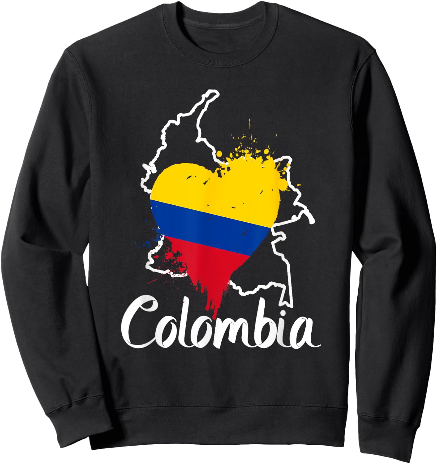 I Love Colombia National Flag Colors Heart With Map Sweatshirt - Sweatshirt | Black