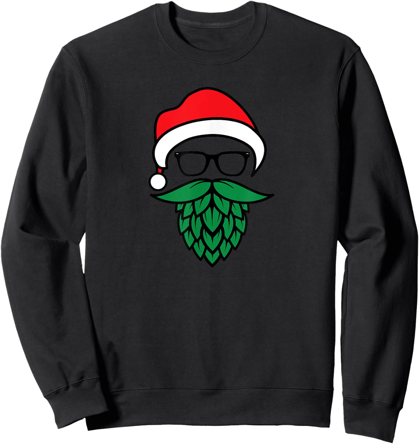 Hipster Santa Hops Beard Christmas for Beer Lovers Sweatshirt - Sweatshirt | Black