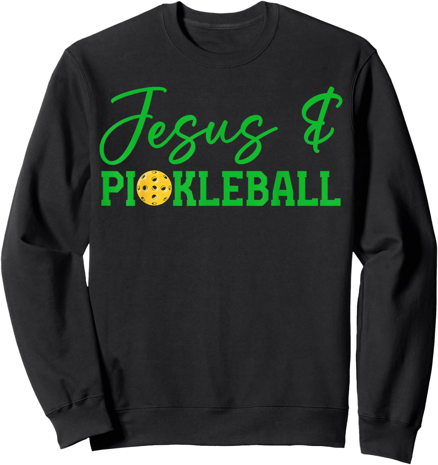 Jesus and Pickleball Funny Christian Pickleball Player Retro Sweatshirt - Sweatshirt | Black