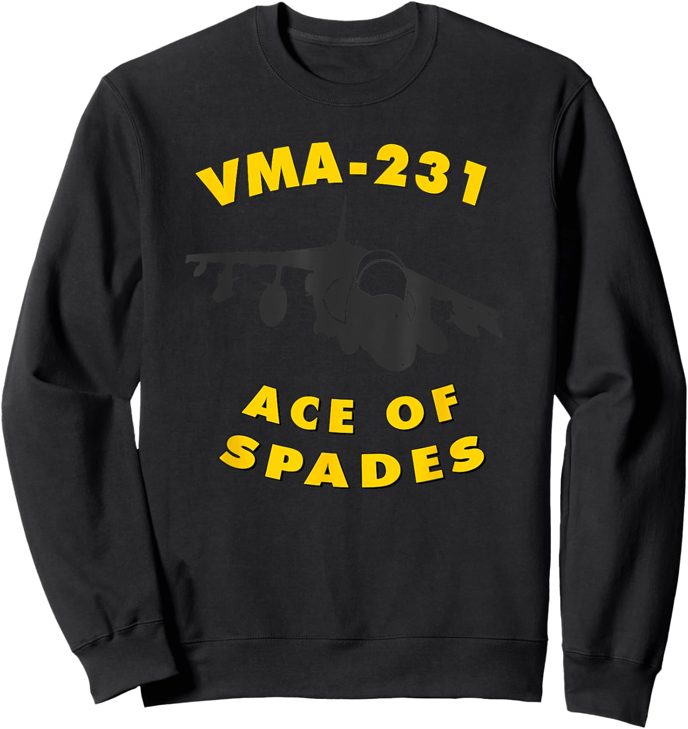 VMA-231 Ace of Spades Attack Squadron AV-8B Harrier Sweatshirt - Sweatshirt | Black