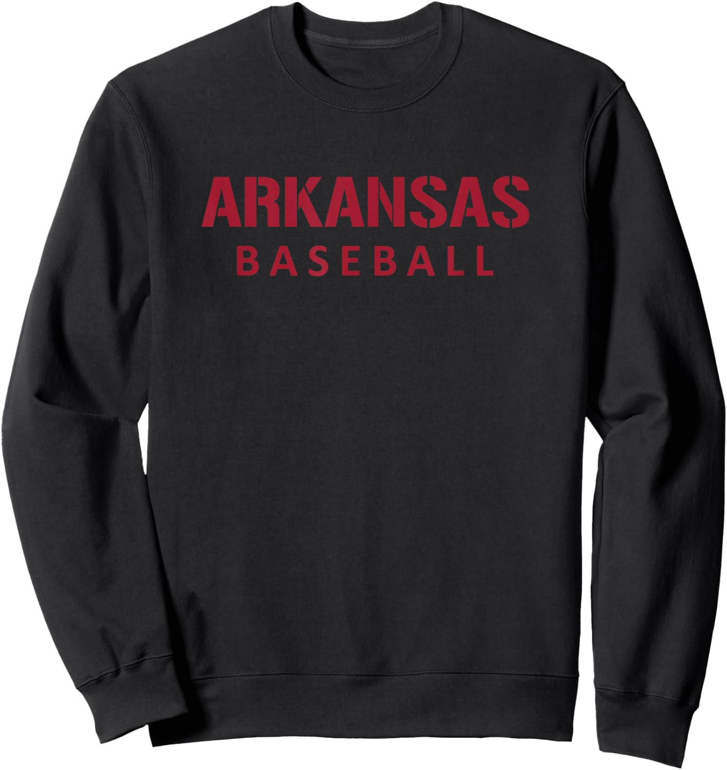 Arkansas Baseball Block and Stencil Font Sweatshirt - Sweatshirt | Black