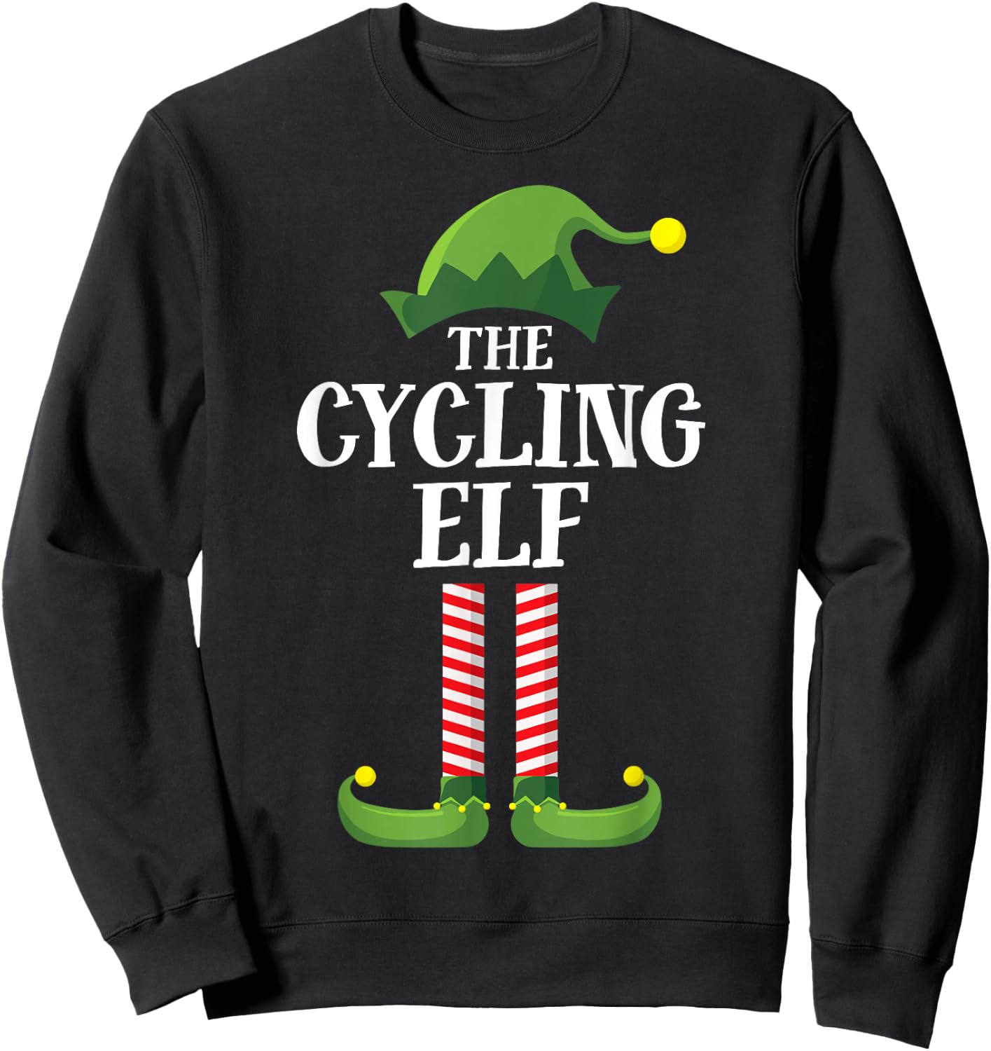 Cycling Elf Matching Family Group Christmas Party Pyjamas Sweatshirt - Sweatshirt | Black
