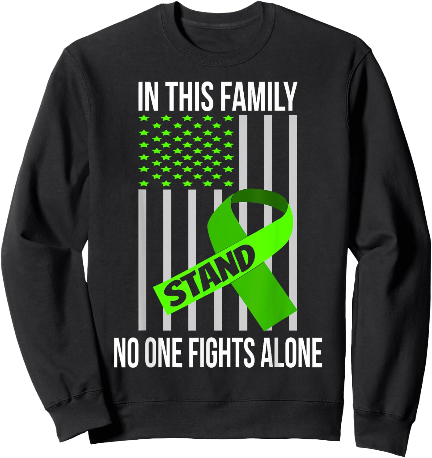 USA Flag Lime Green Ribbon Products Lymphoma Awareness Men Sweatshirt - Sweatshirt | Black